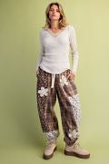 Easel ST100308 ECRU LONGSLEEVE LACE V-NECK TEXTURED RIBBED SHIRT