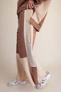 EASEL EB90272 MOCHA CROCHET MIX TERRY KNIT PANTS