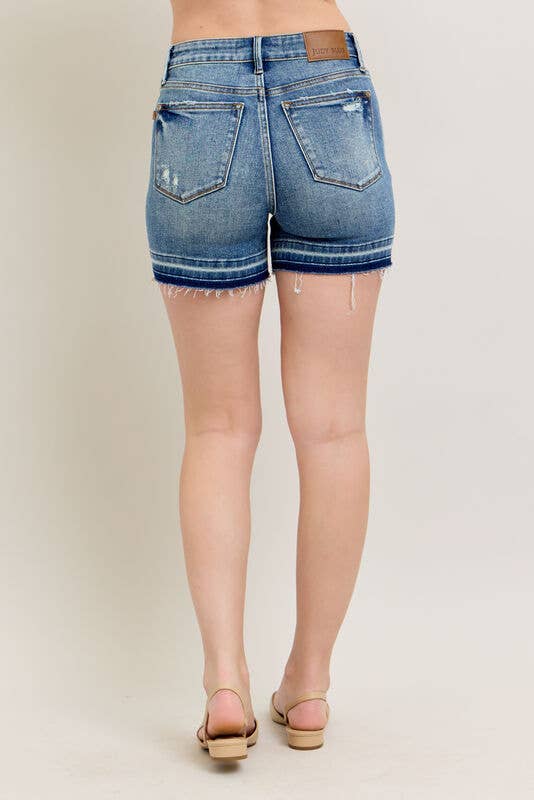 150299 Mid-Rise Tummy Control Vintage Wash Shorts