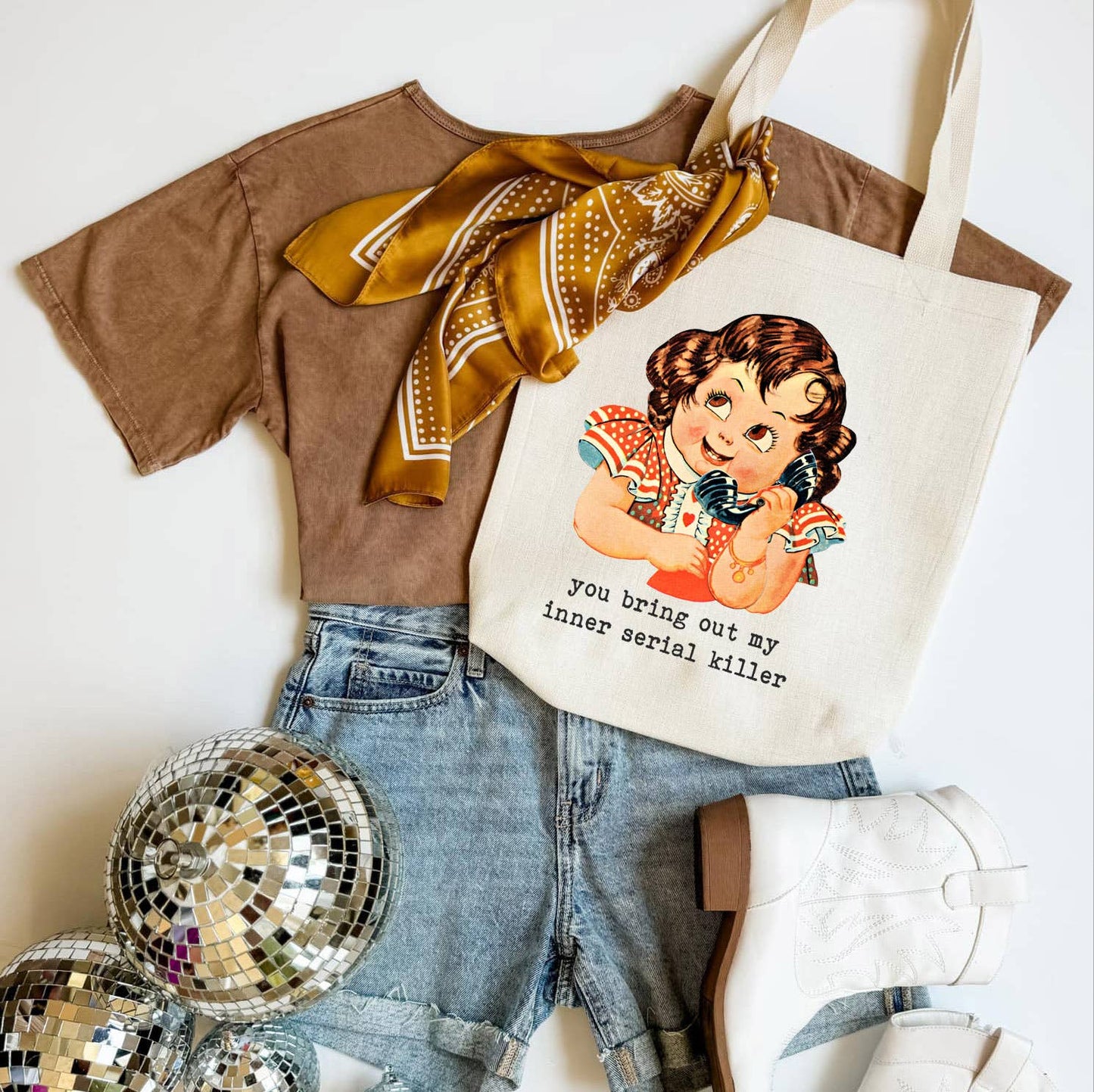 Inner Serial Killer Funny Tote Bag, Shoulder Bag, Book Bag