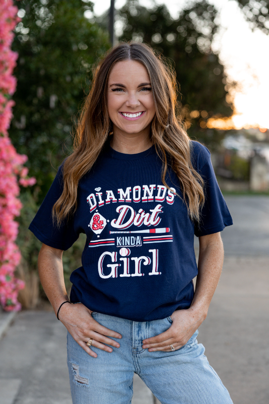 K&C Diamonds & Dirt Kinda Girl - Short Sleeve (Navy)