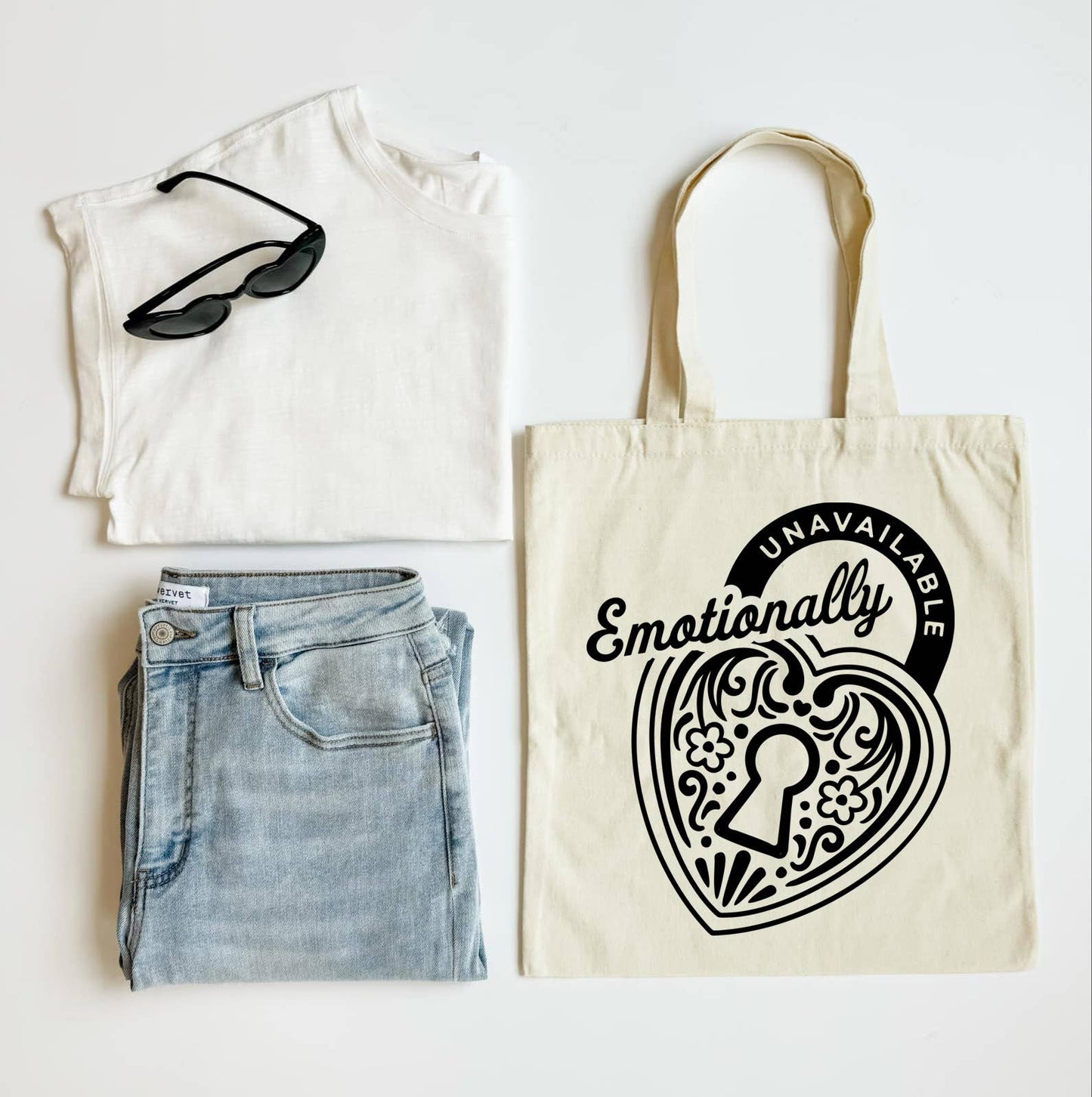 Emotionally Unavailable Tote Bag, Shoulder Bag, Book Bag