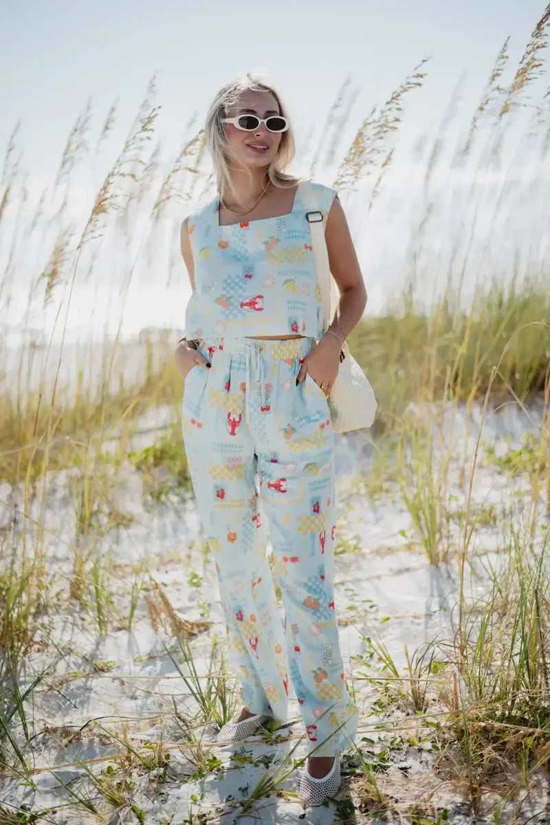 Light Blue Italian Summer Matching Sets Women