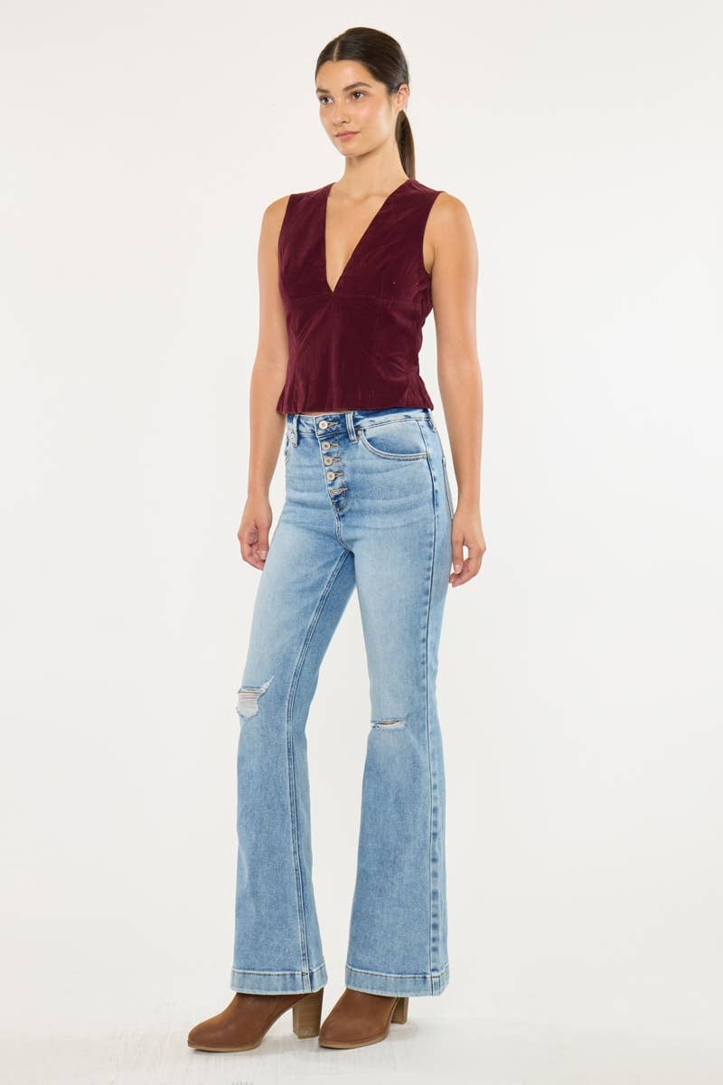 KC8596L-PT PETITE HIGH RISE TROUSER FLARE JEANS