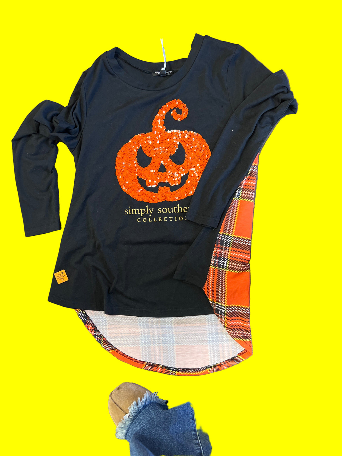Black Sequin Pumpkin Blouse