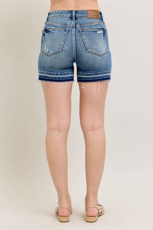 150299 Mid-Rise Tummy Control Vintage Wash Shorts