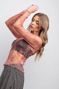 EASEL ET18261X MAUVE PLUS SIZE-ALL OVER SHEER LACE TOP