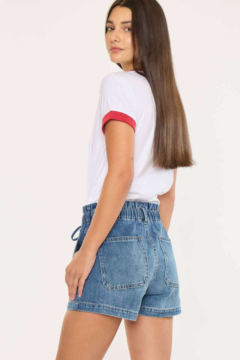 PAPER BAG DENIM SHORTS-KC7961MD
