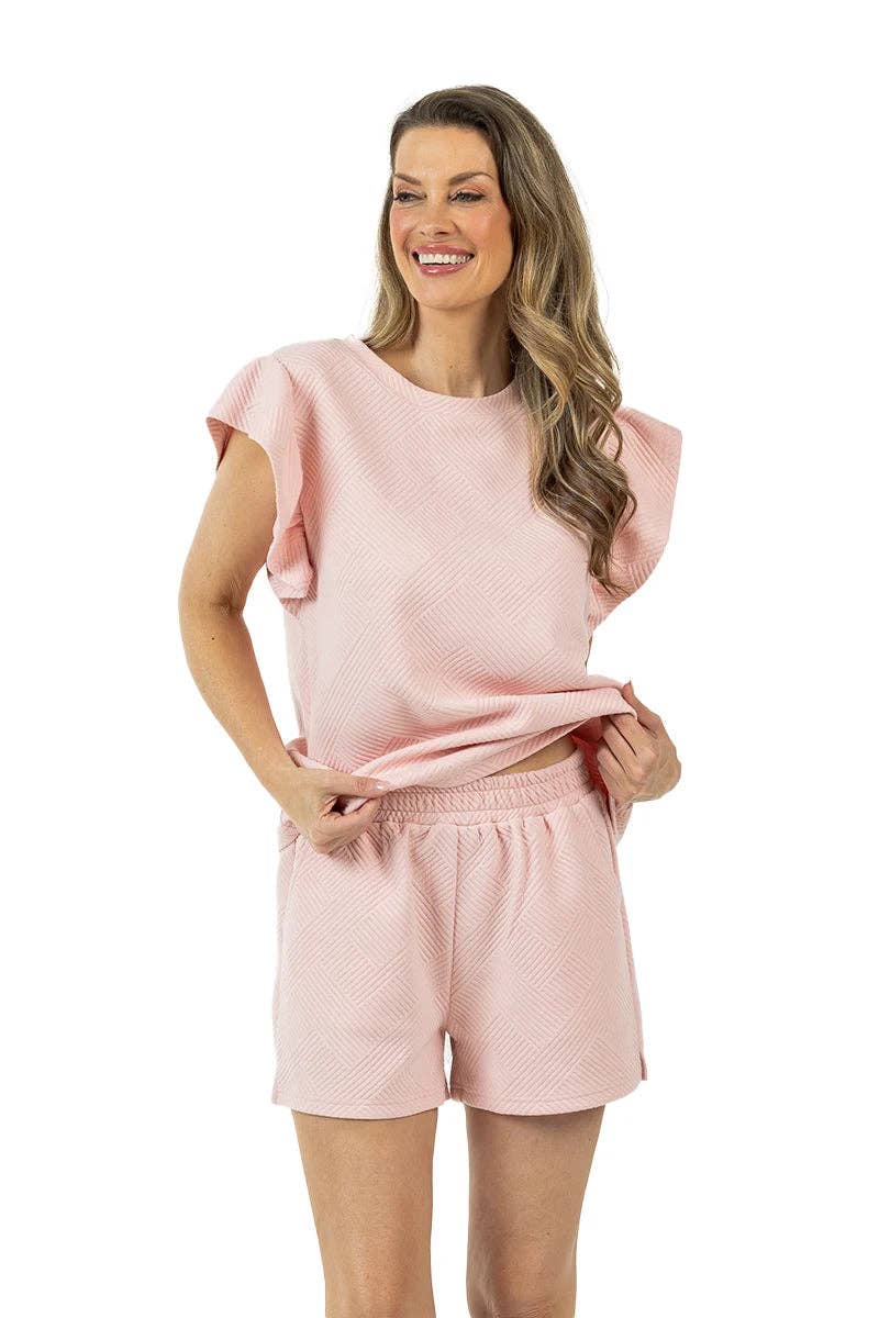 Light Pink Jacquard Cute Two Piece Sets