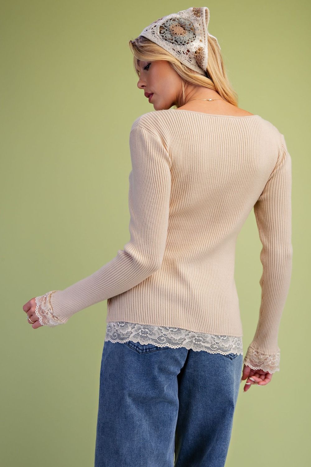 Easel ST200074 LONGSLEEVE TWO FER KNITTED SWEATER