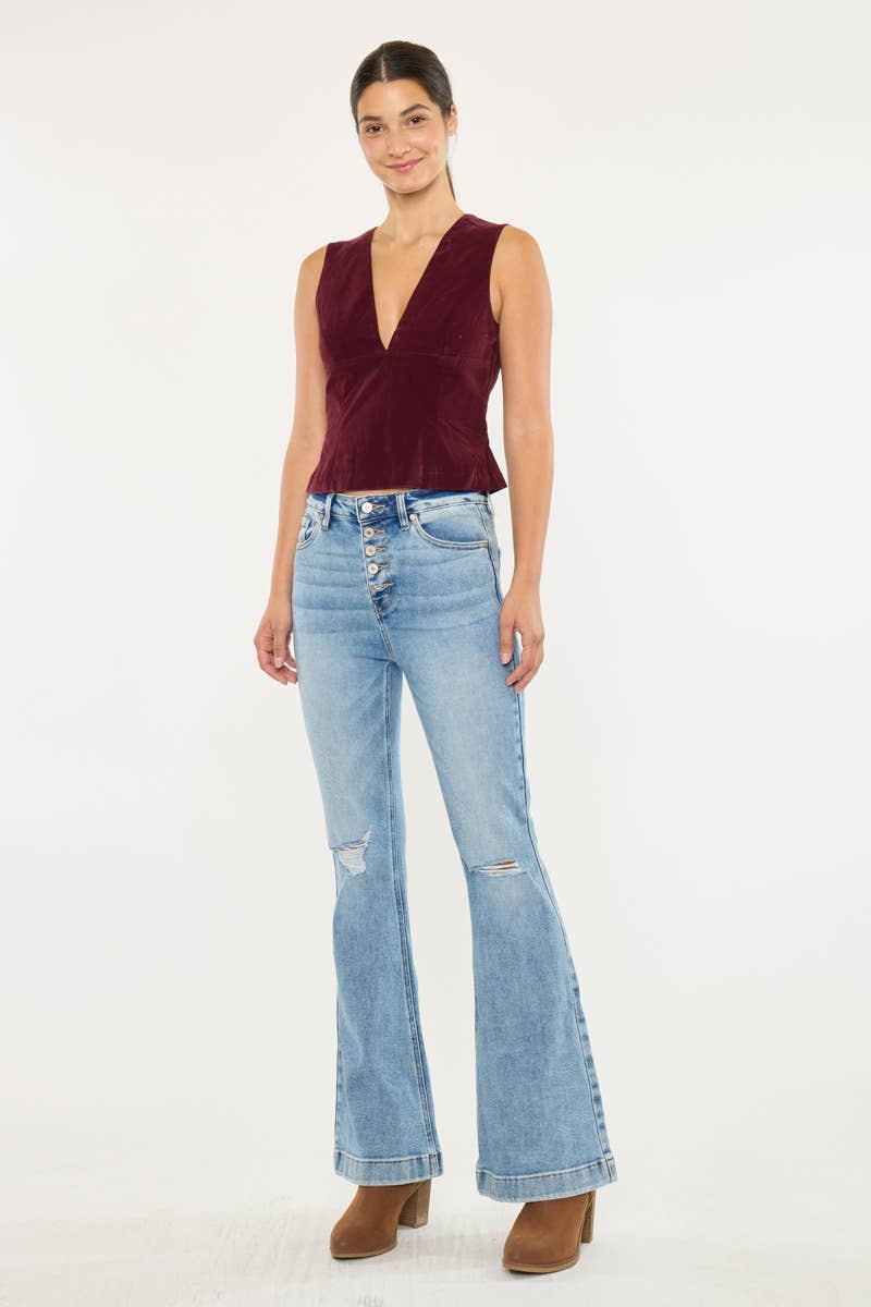 KC8596L-PT PETITE HIGH RISE TROUSER FLARE JEANS
