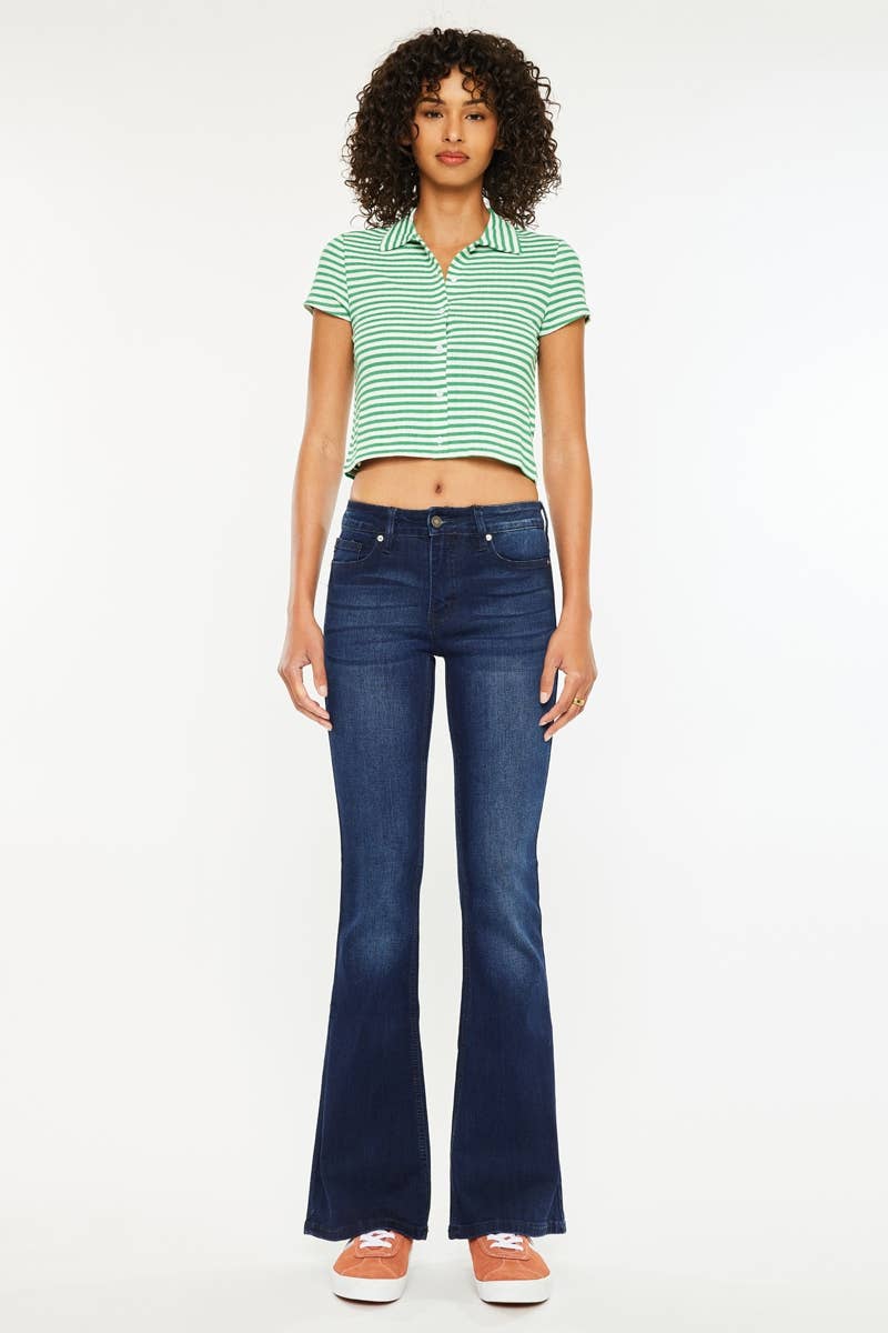 PETITE MID RISE FLARE JEANS-KC6102D-PT