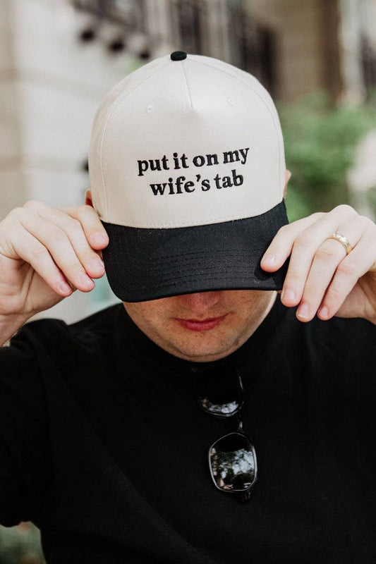Put It On My Wife's Tab Men's Trucker Hats Vintage