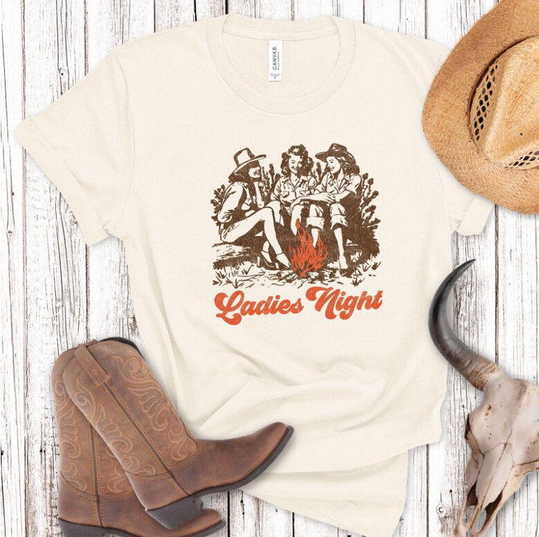Retro Ladies Night Western Campfire Graphic Tee