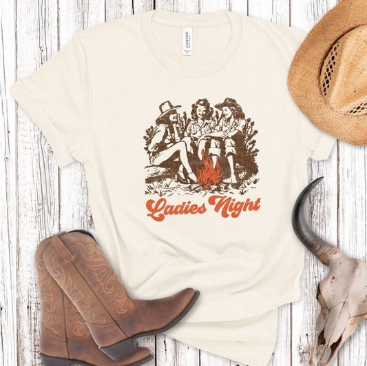Retro Ladies Night Western Campfire Graphic Tee