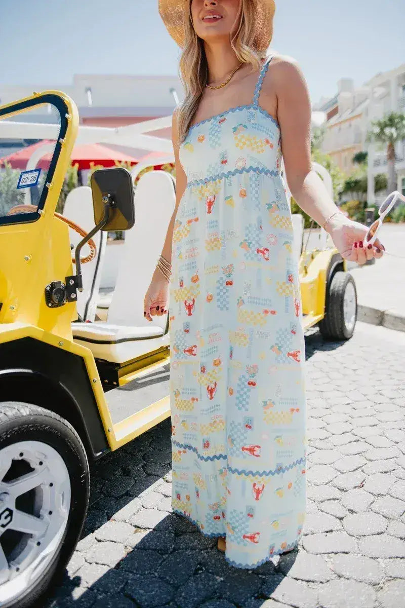 Italian Summer Maxi Dress (Light Blue)