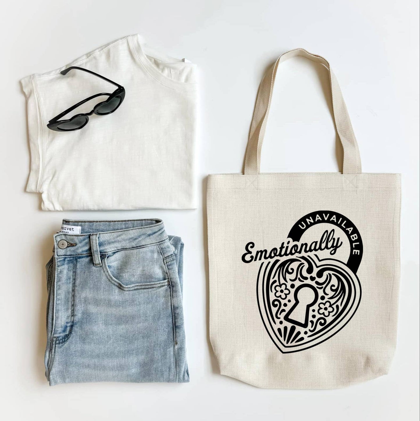 Emotionally Unavailable Tote Bag, Shoulder Bag, Book Bag