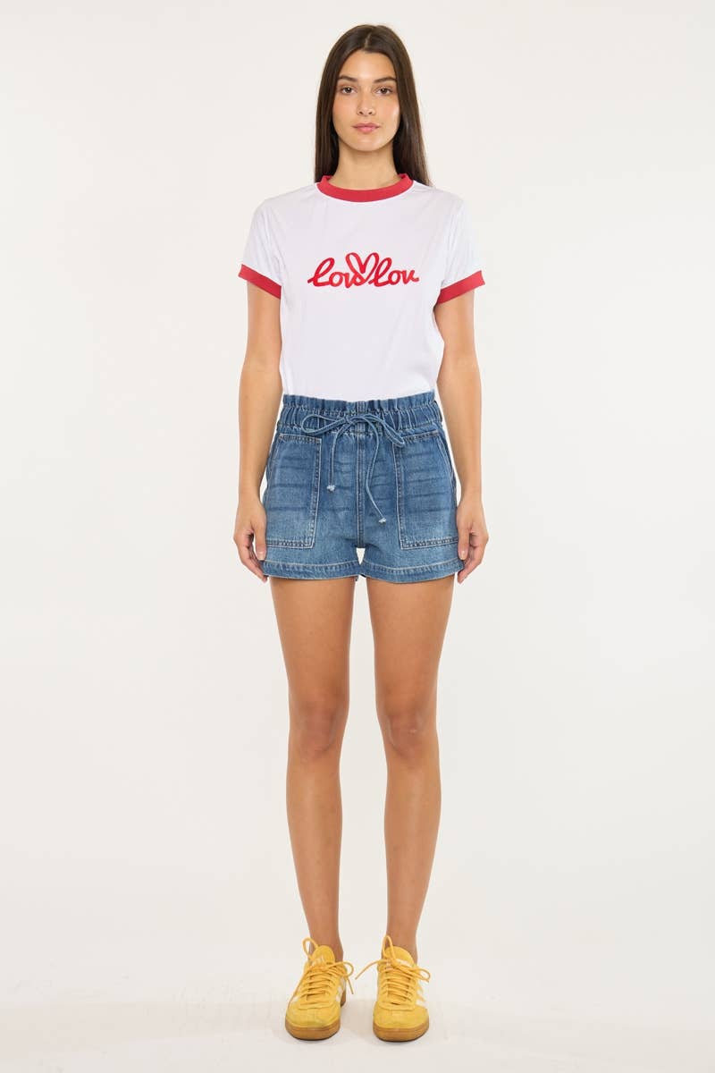 PAPER BAG DENIM SHORTS-KC7961MD