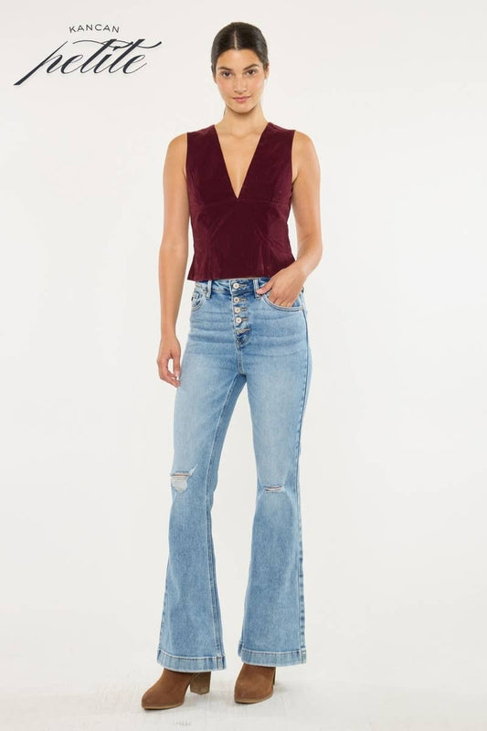 KC8596L-PT PETITE HIGH RISE TROUSER FLARE JEANS