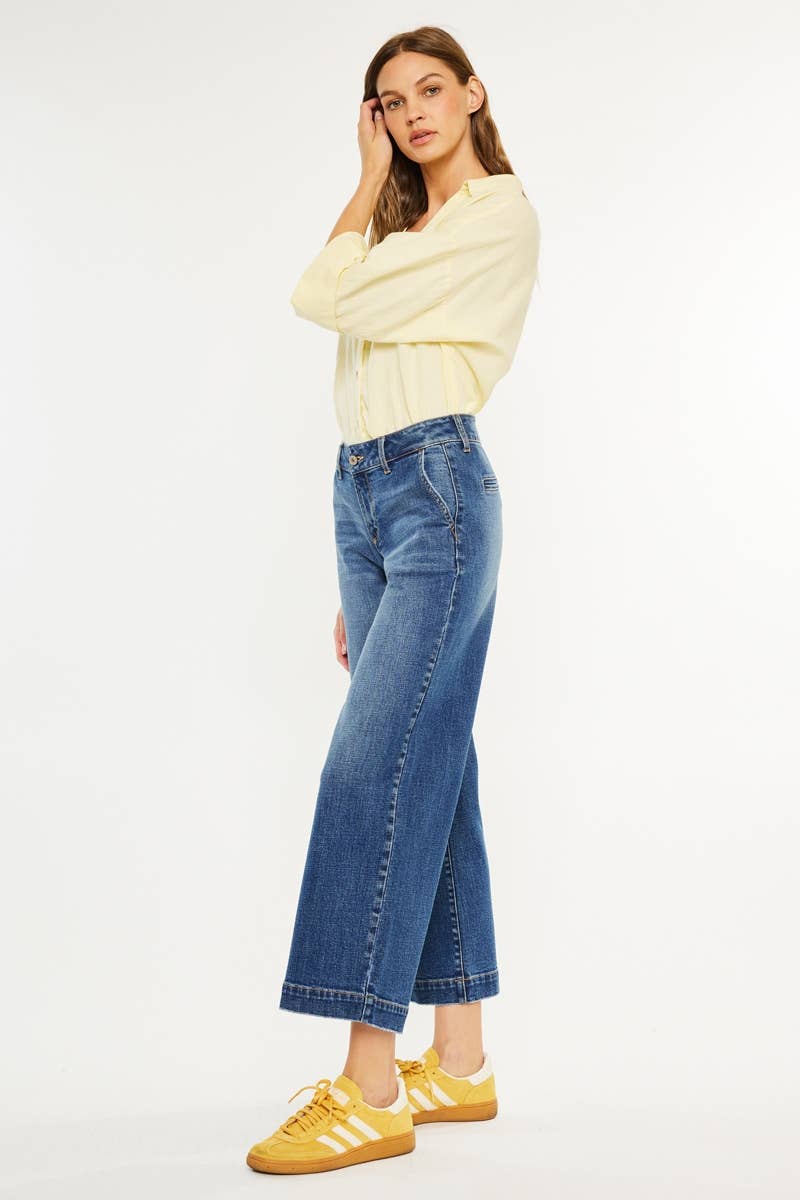 PETITE  MID RISE TROUSER WIDE LEG-KC70098M-PT