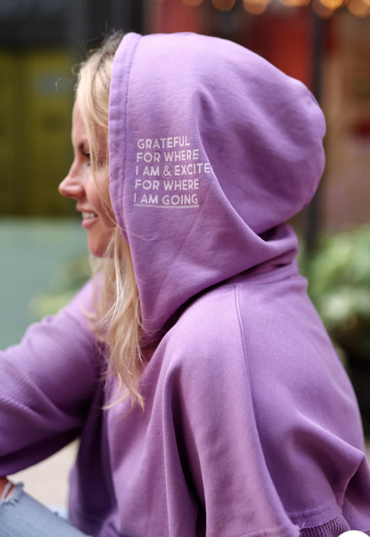 JLB-HIDDEN MESSAGE WAFFLE HOODIE-GRATEFUL WHERE I AM-ORCHID
