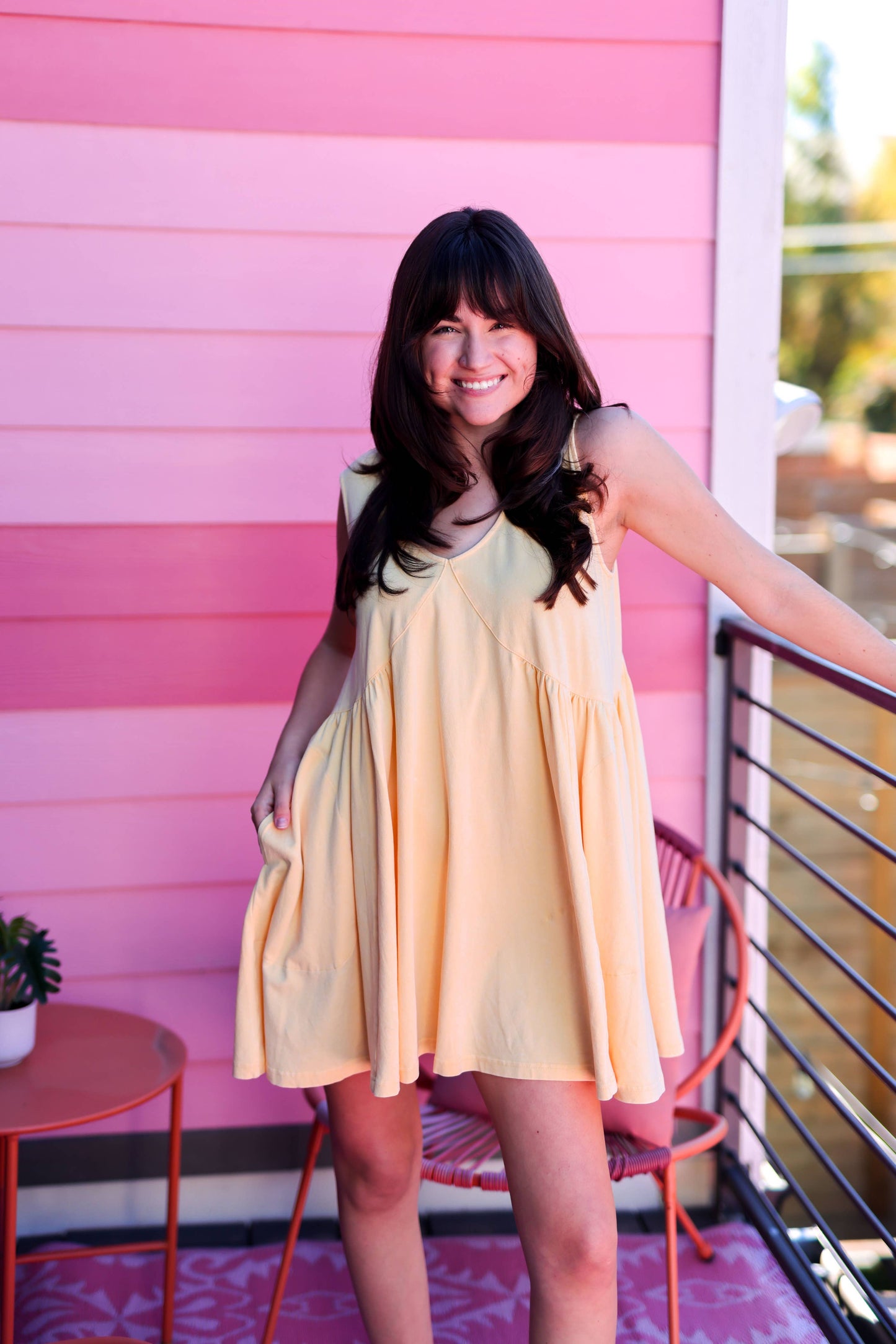 Women's Dress – On The Daily Swing Dress – Butter Yellow