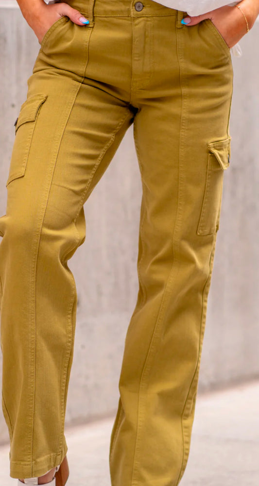 JB 88842 HW GARMENT DYED CARGO STRAIGHT MATCHA