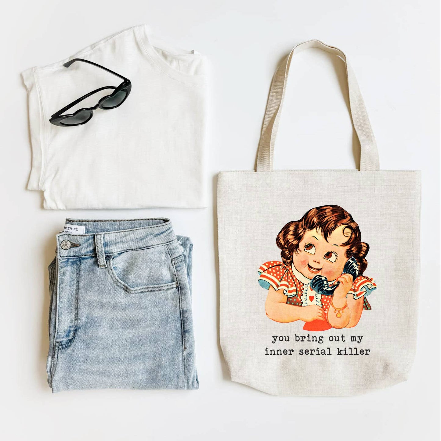 Inner Serial Killer Funny Tote Bag, Shoulder Bag, Book Bag