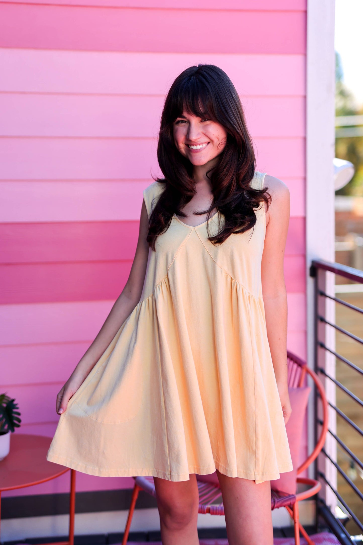 Women's Dress – On The Daily Swing Dress – Butter Yellow