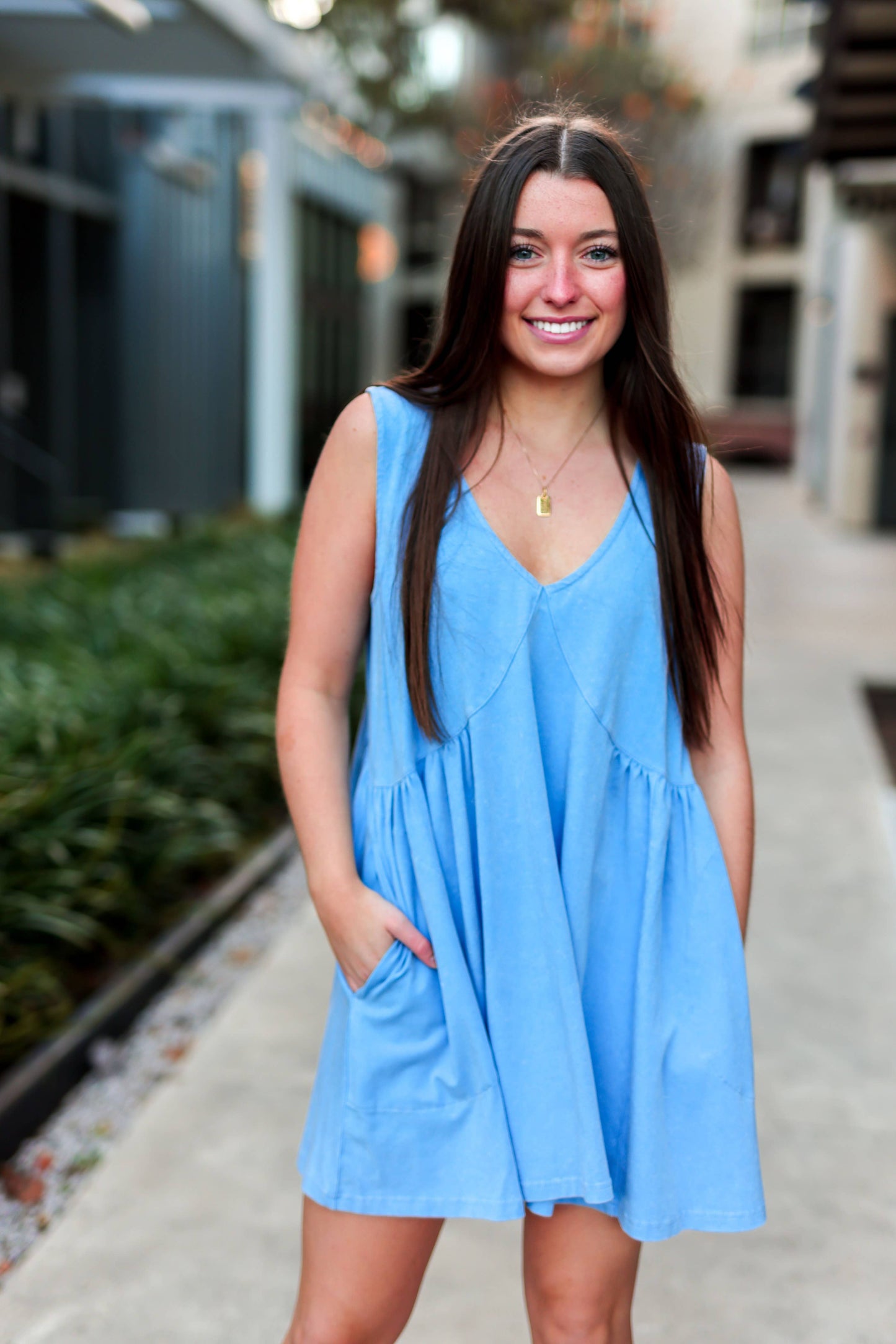 Women's Dress – On The Daily Swing Dress – Periwinkle