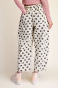 EASEL EB58167X KHAKI PLUS SIZE-DOTS PRINT WASHED TWILL BARREL PANTS
