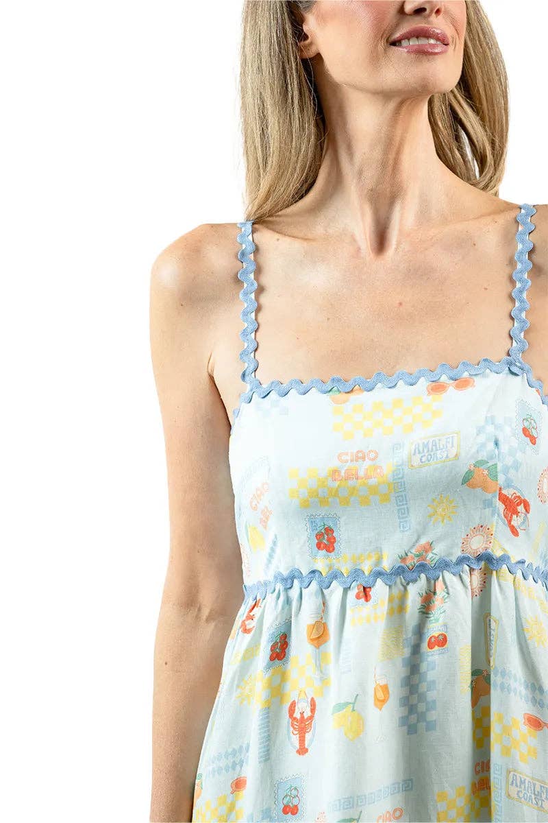Italian Summer Maxi Dress (Light Blue)