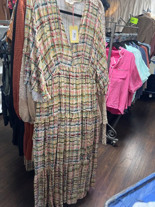 ENTRO-D21141-PLUS-GREEN MULTI DRESS