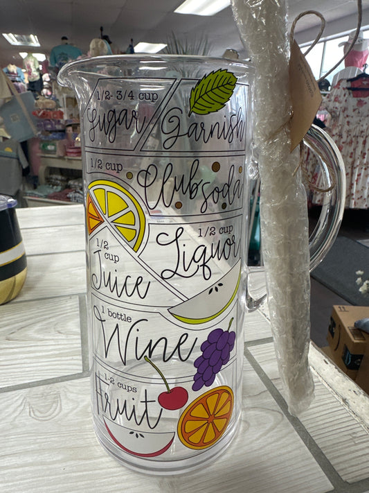LD Mudpie Sangria Glass Pitcher