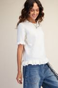 EASEL ET29433 IVORY SHORT SLVS KNITTED SWEATER