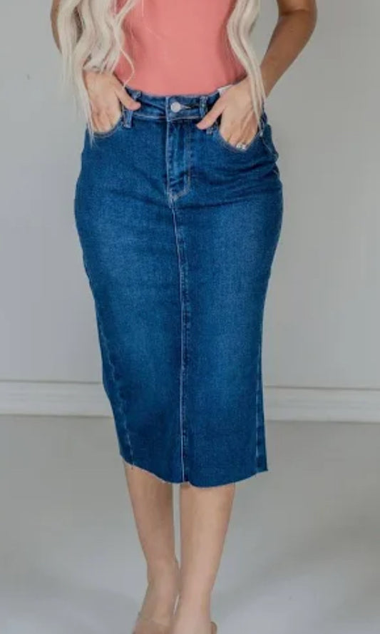 JB-2831 HW BACK SLIT MID LENGHT SKIRT