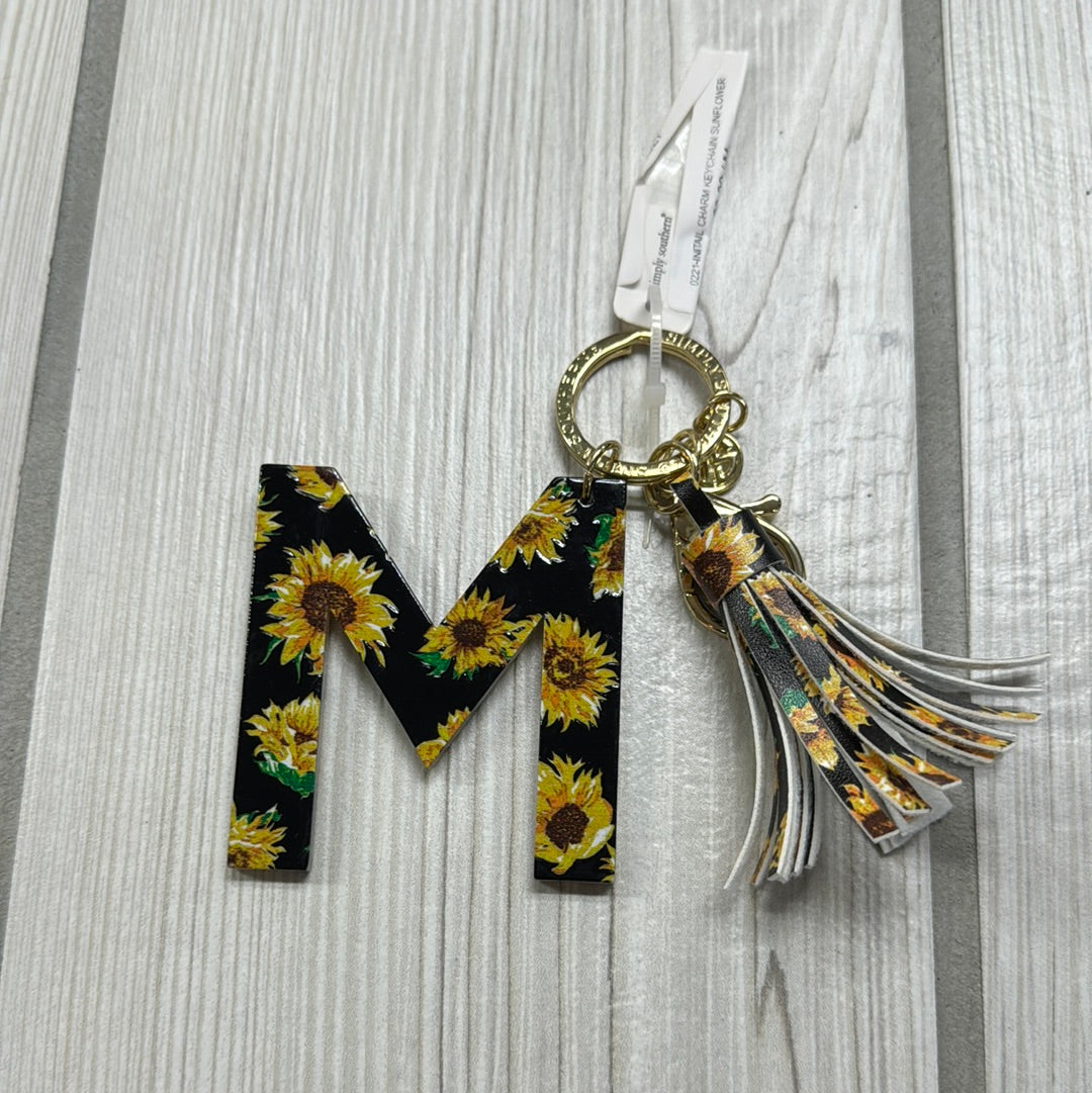 0221-INITAIL CHARM KEYCHAIN SUNFLOWER