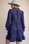 EASEL ED30170X BLUEBERRY TIERED FAUX SUEDE DRESS