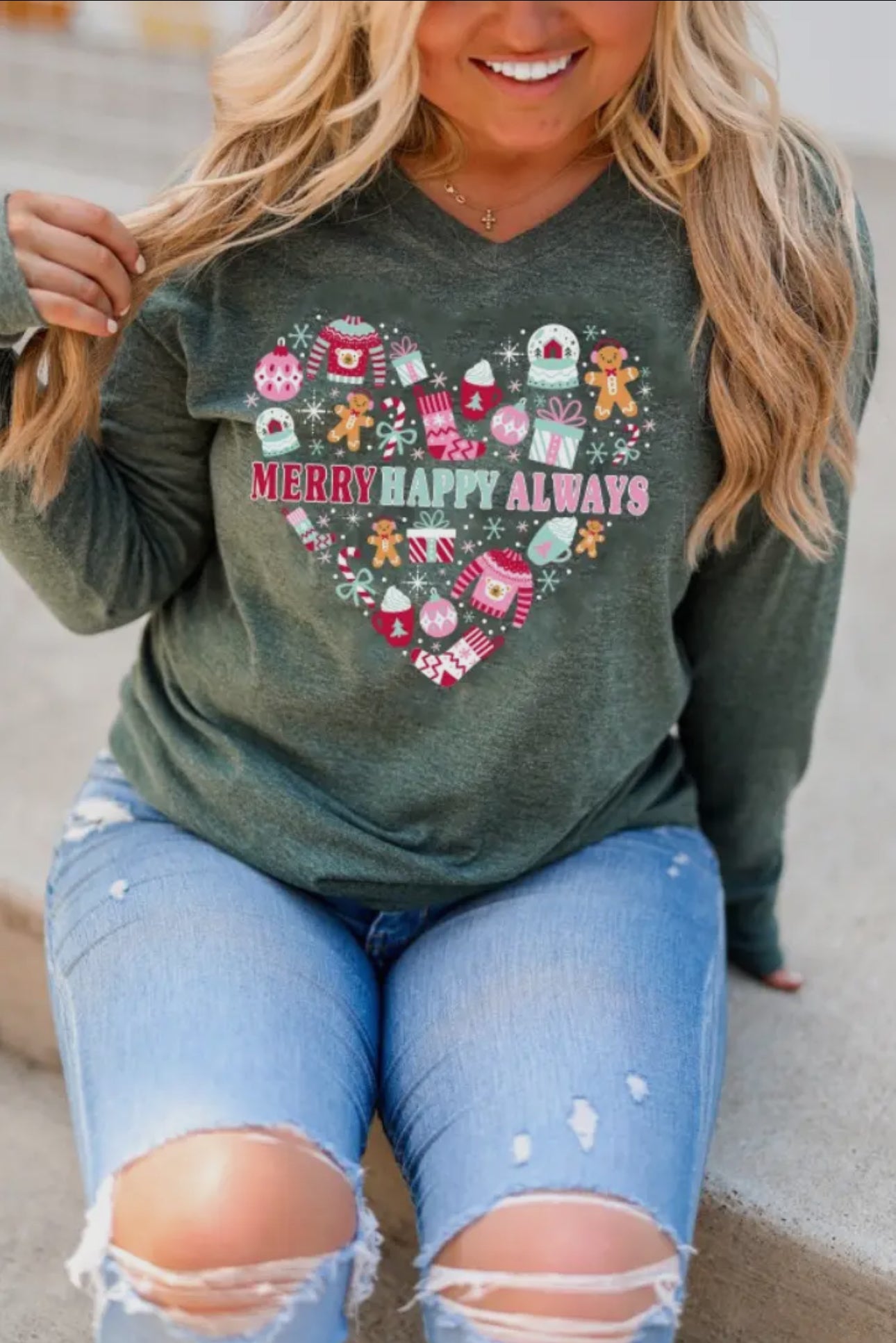 K&C MERRY HAPPY ALWAYS-LS (MOSS)