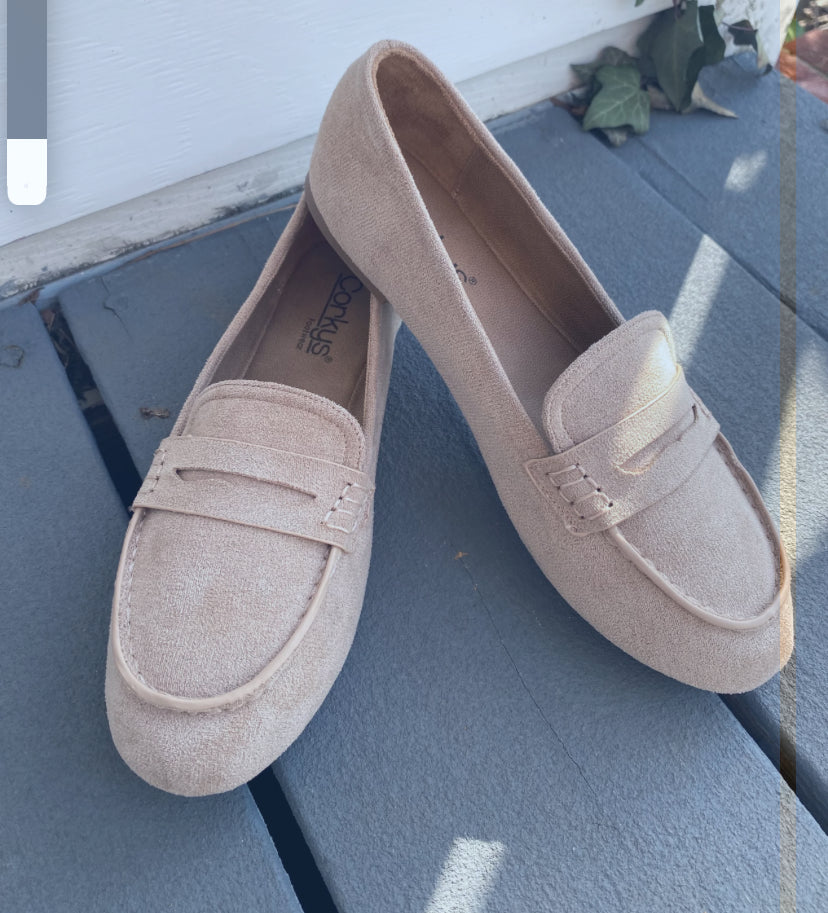 Corkys don’t tell sand faux suede