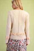 Easel ST200063 IVORY LONGSLEEVE RUFFLE DETAILING KNITTED CARDIGAN