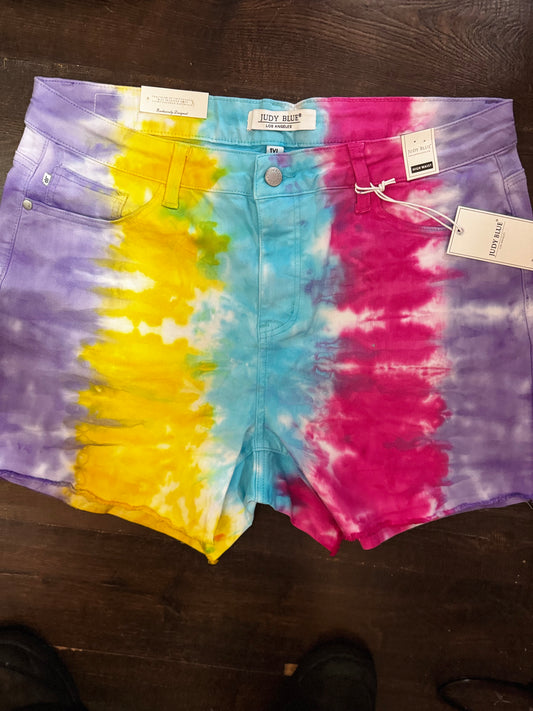 JB 150085 MIDRISE SNOWCONE TIEDYE CUTOFF SHORTS