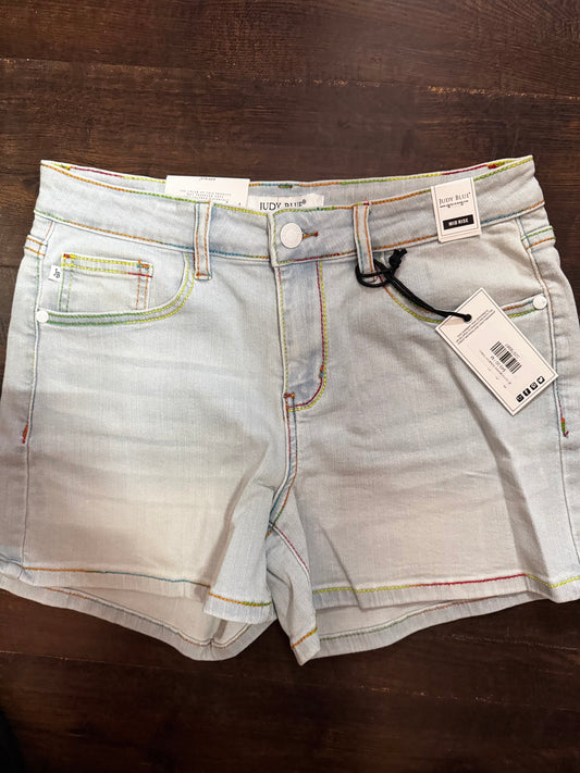 JB 150103 MIDRISE RAINBOW THREAD SHORTS