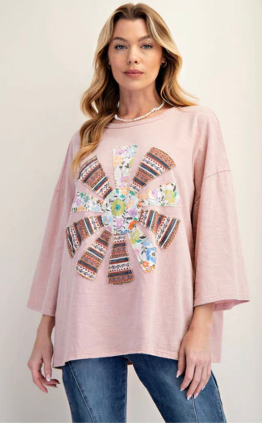 ET71267-Dusty Rose Short Slvs Patch Front