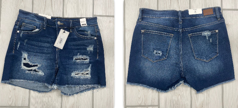 JB 15250 HW FRAY HEM CUT OFF DAD SHORTS