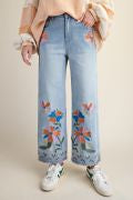 Easel EB58287 LT DENIM EMBROIDERY DETAILING WASHED JEANS