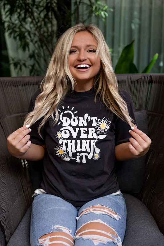 JLB- DONT OVERTHINK IT SS BLACK ACID WASH