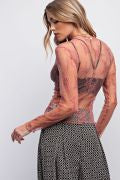 EASEL ET18261X MAUVE PLUS SIZE-ALL OVER SHEER LACE TOP