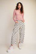 EASEL EB58167X KHAKI PLUS SIZE-DOTS PRINT WASHED TWILL BARREL PANTS