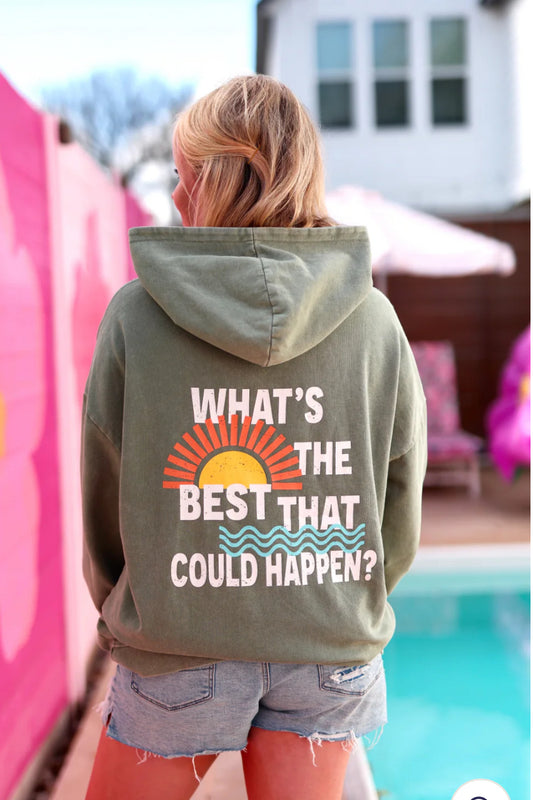 JLB-WHATS THE BEST THAT COULD HAPPEN-Oversized HOODIE (MATCHA)